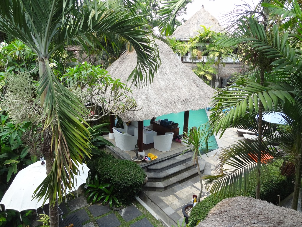 The room has a very private balcony with nice views of the garden and pool
